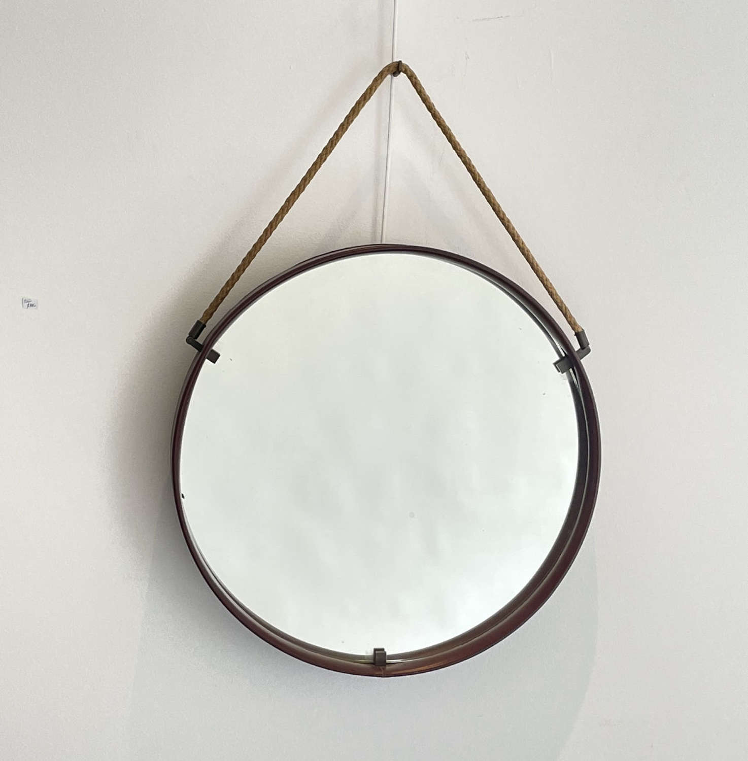 French Leather Rope Mirror - 40s
