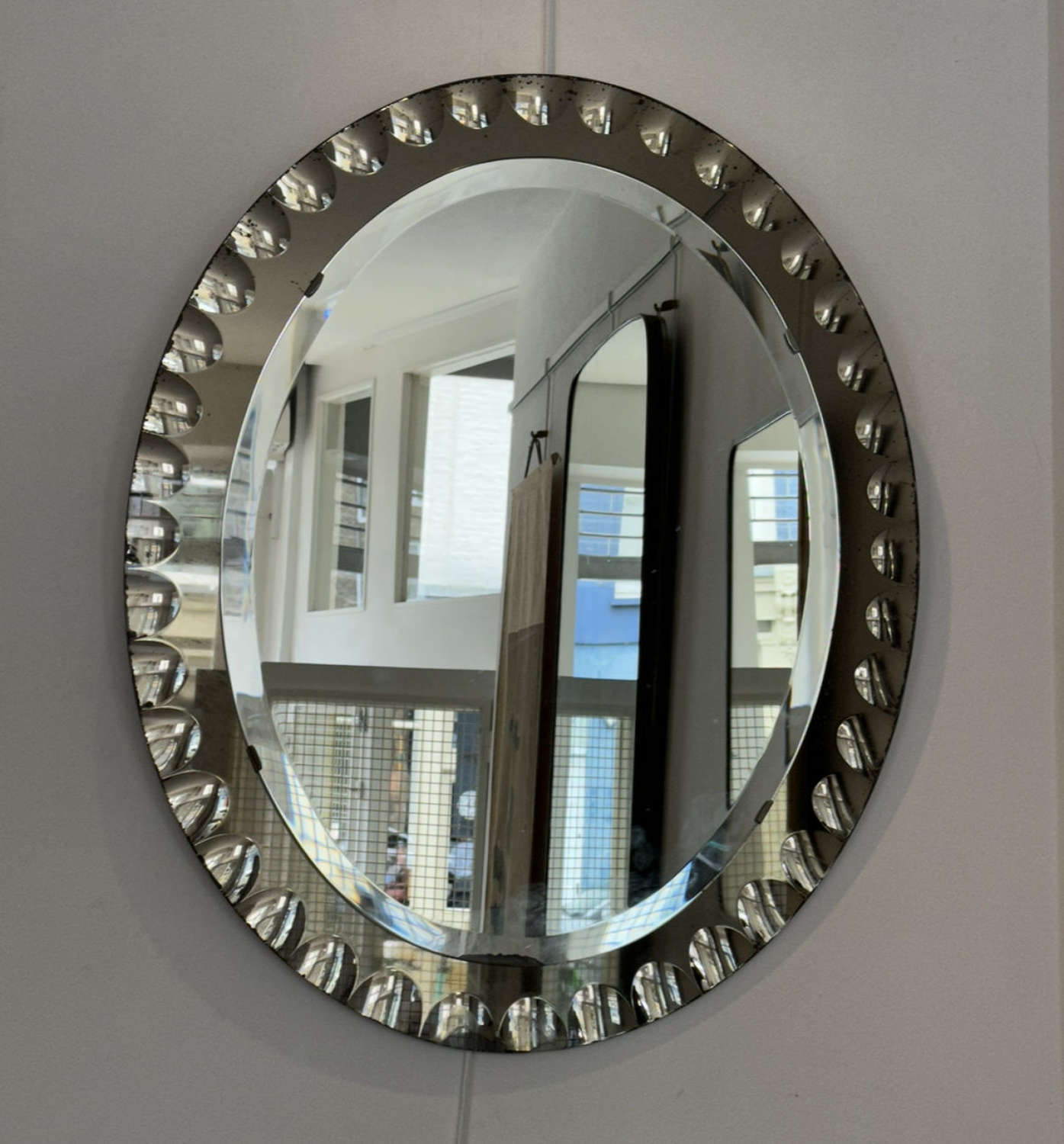 Italian Oval Cristal Arte Mirror - 50s