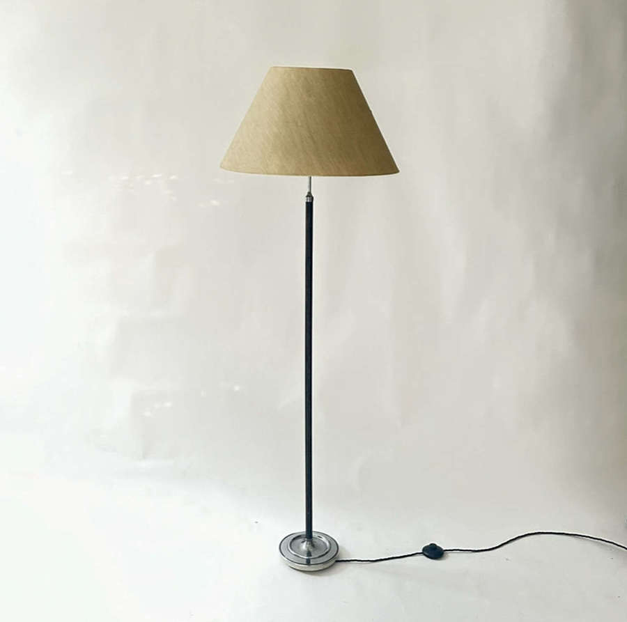 Leather & Chrome Floor Lamp - Spain 50s
